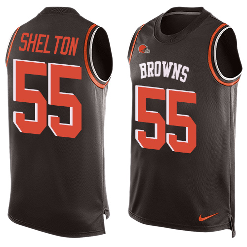 Men's Limited Danny Shelton Nike Jersey Brown - #55 Player Name & Number Tank Top NFL Cleveland Browns